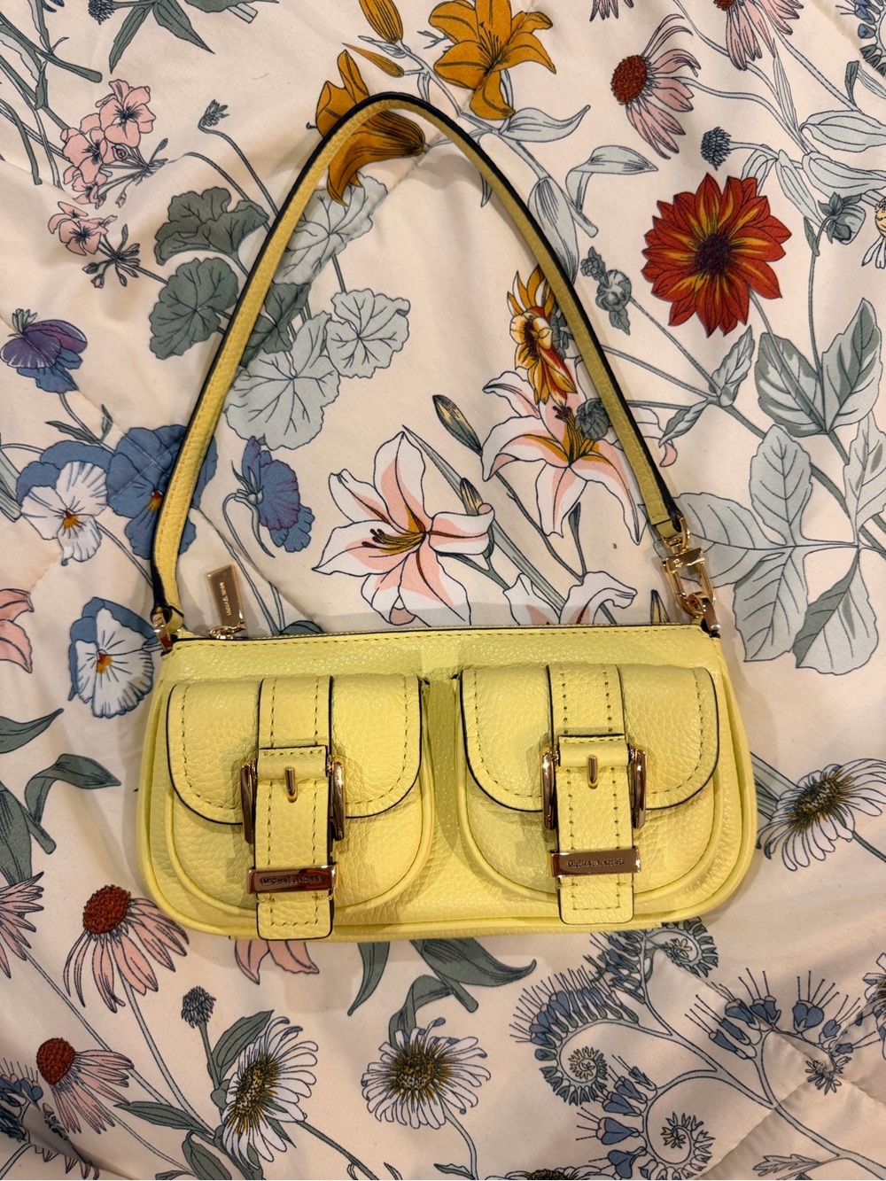 Micheal Kors Zoe Small Buckled Dual Pocket Shoulder Bag
